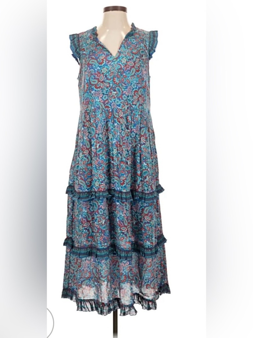 J. Jill Teal and Blue Paisley Maxi Skirt